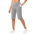 thumbnail image 5 of Only Moment Knee Pants for Women Polyester,Spandex High Waisted Work Travel Pants with Pockets Stretchy Business Casual Slacks Yoga Shorts with Pockets for Wowomen Grey,XL, 5 of 8