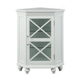 thumbnail image 2 of Teamson Home Blue Ridge Freestanding Corner Floor Accent Cabinet with Tempered Glass Shelves, White, 2 of 9
