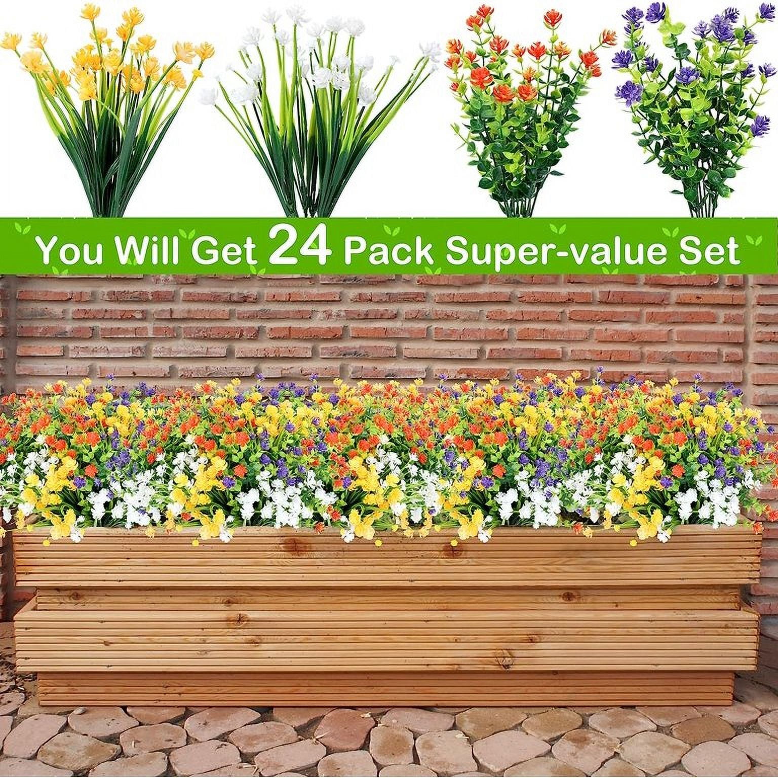 MAMOWEAR Artificial Flowers Outdoor UV Resistant Fake Flowers, Faux Plastic Flowers for Decoration Home Kitchen Garden Wedding Party Décor