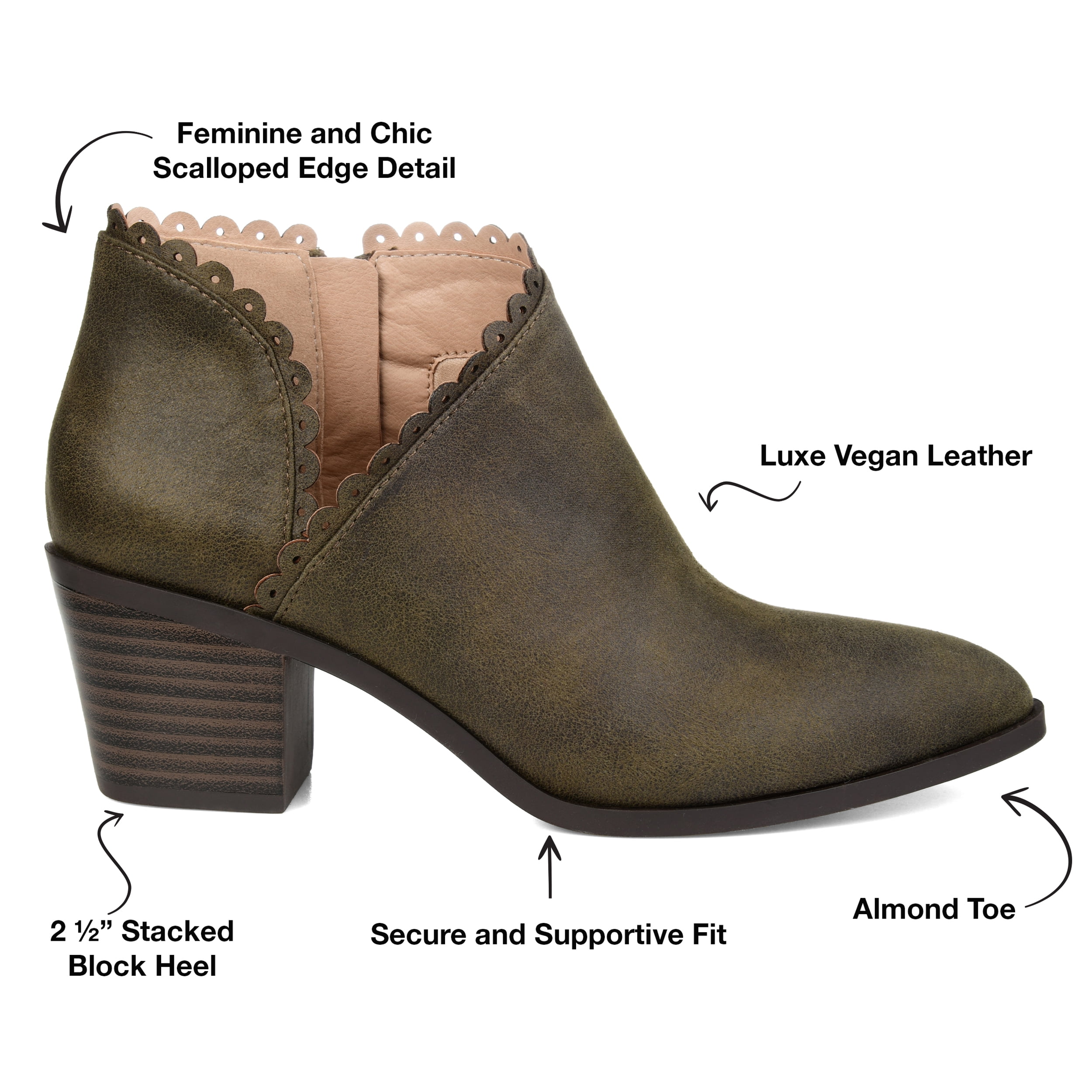 Journee Womens Tessa Inside Zip Stacked Heel Booties