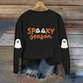 thumbnail image 4 of Womens Halloween Crewneck Sweatshirt Long Sleeve Loose Ghost Shirts Fashion Trendy Pullover Fall Clothes Black, M, 4 of 7