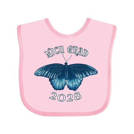 

Inktastic NICU Grad 2028 with Blue Butterfly Gift Baby Boy or Baby Girl Bib