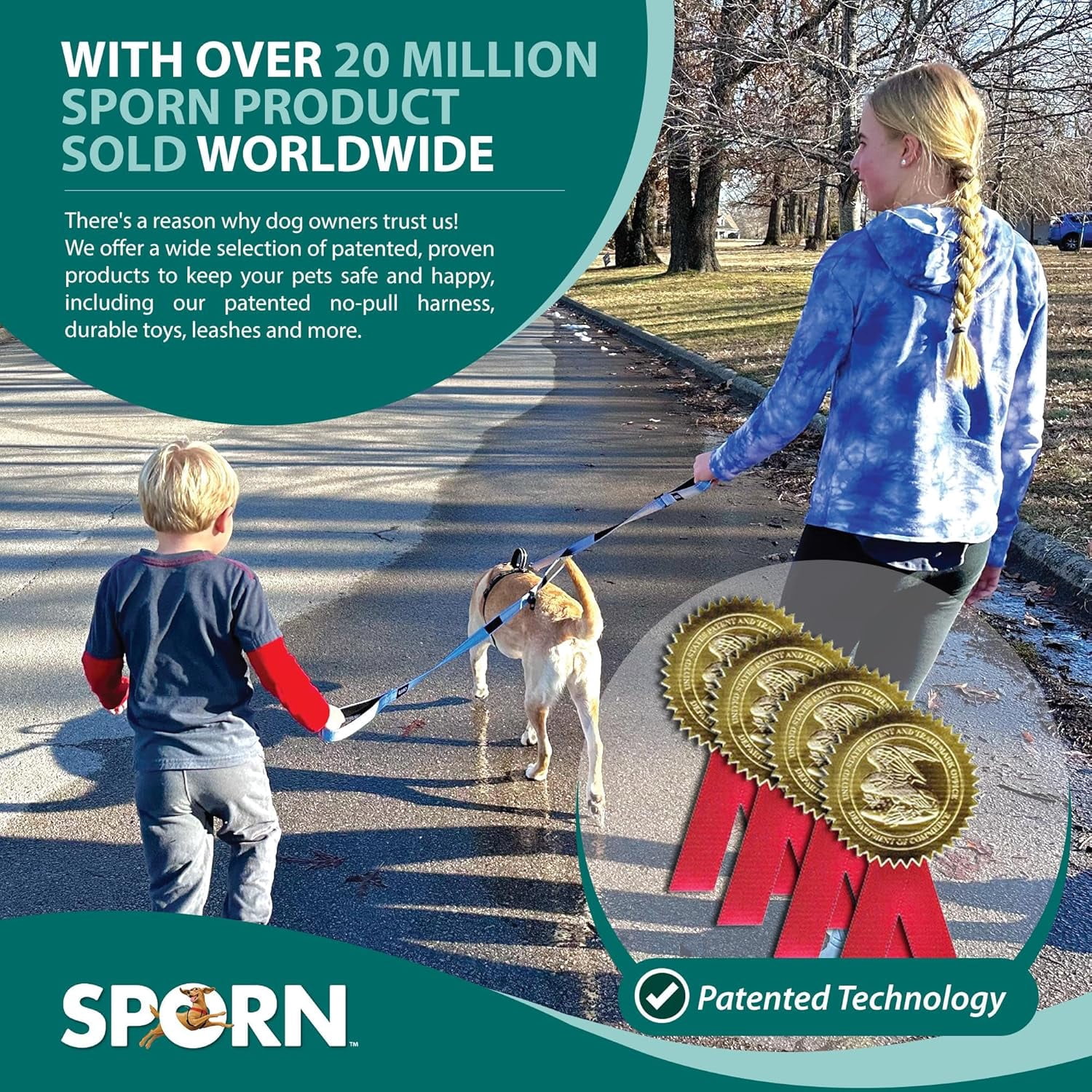 Sporn Child Co-Walk Training Dog Leash, 6 ft, Blue