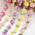 thumbnail image 3 of Visland Flower Lace Trim Ribbon Vibrant Color Widely Used DIY Crafts Embroidered Crochet Lace Trim Fabric Decorations for Sewing, 3 of 8