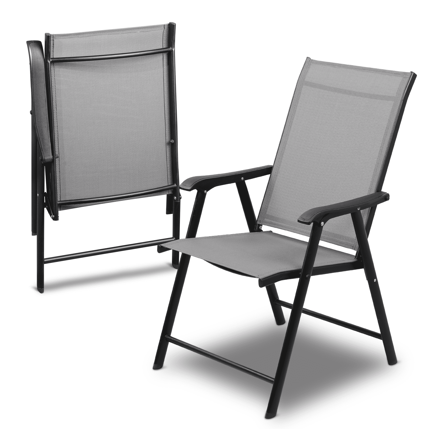 MoNiBloom 2 Pcs Folding Patio Chair Set, Metal Frame Chairs with
