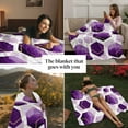 thumbnail image 6 of Purple White Gold Geometric Throw Blankets, Modern Abstract Hexagon Pattern Soft Fleece Blanket Decorative for Home Sofa Couch Chair Living Bedroom, 50x60 inches,, 6 of 9