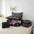 thumbnail image 5 of Sugar Skull Queen Bedding Set 7 Piece Gothic Skulls Bed In A Bag Boho Exotic Floral Bones Skeleton Comforter Set With Sheets Adults Bohemian Halloween Reversible Bed Set, 5 of 5
