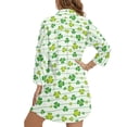 thumbnail image 2 of Xoenoiee Green Shamrock Stripe Print Womens Swimsuit Cover Up Dress St. Patrick's Day Long Sleeve Button V Neck Summer Beach Dress Shirt Curved Hem Vacation Outfits Plus Size, S, 2 of 7