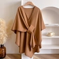 thumbnail image 2 of JULMCOMO Fleece Drape Shawl Wraps for Women Cross Front Tie Wrap Poncho Open Front Elegant Soft Warm Cape Cardigan for Fall Winter Brown, 2 of 9
