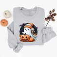 thumbnail image 5 of Gamivast Halloween Graphic Sweatshirts for Women Cute Ghost with Coffee and Pumpkin Print Long Sleeve Pullover Fall Tops Lightweight Comfortable Crewneck Casual Jumper Gray XL, 5 of 6