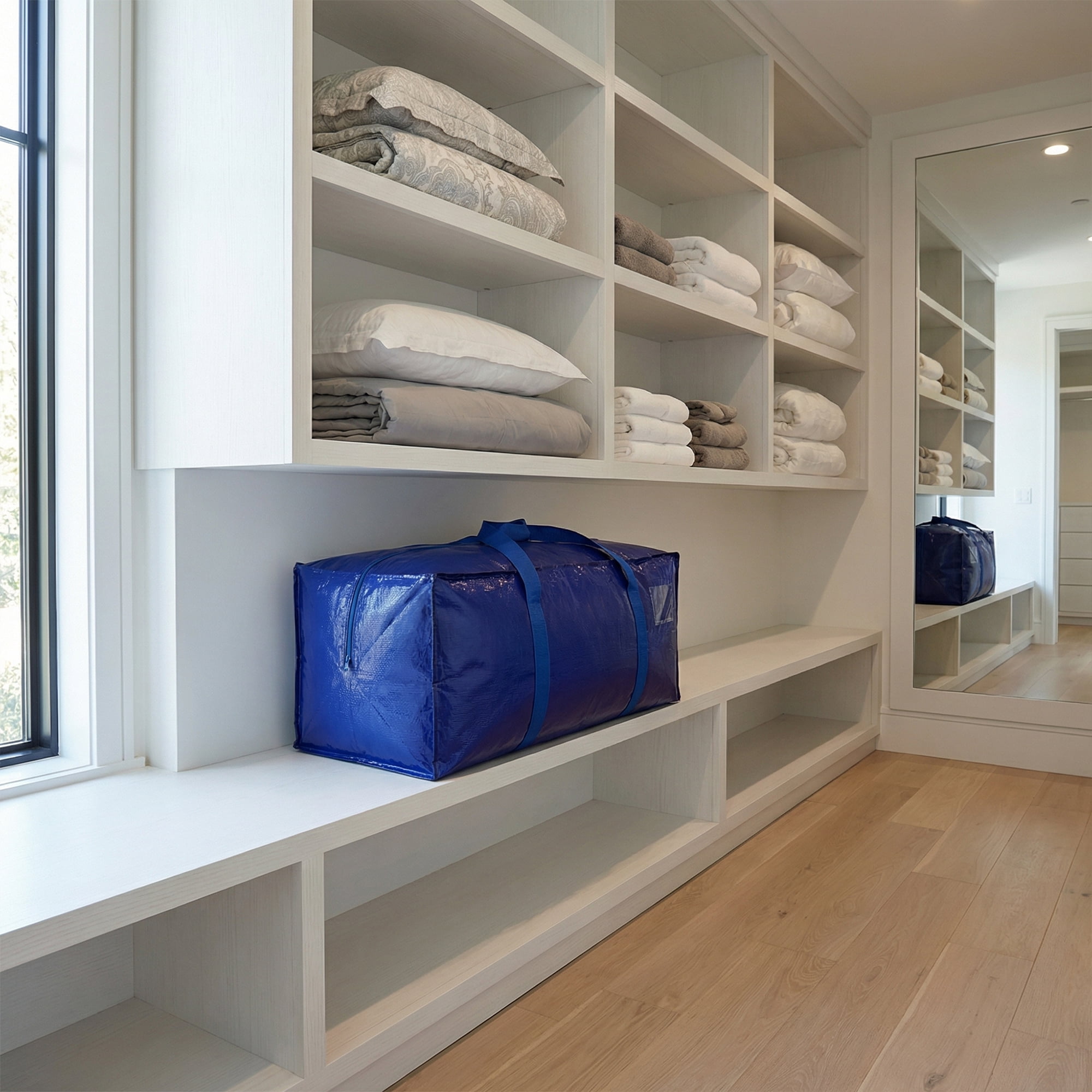 Unique Bargains Storage Bag for Organizing Bedroom with Handle Blue 28.74"x14.17"x12.99"