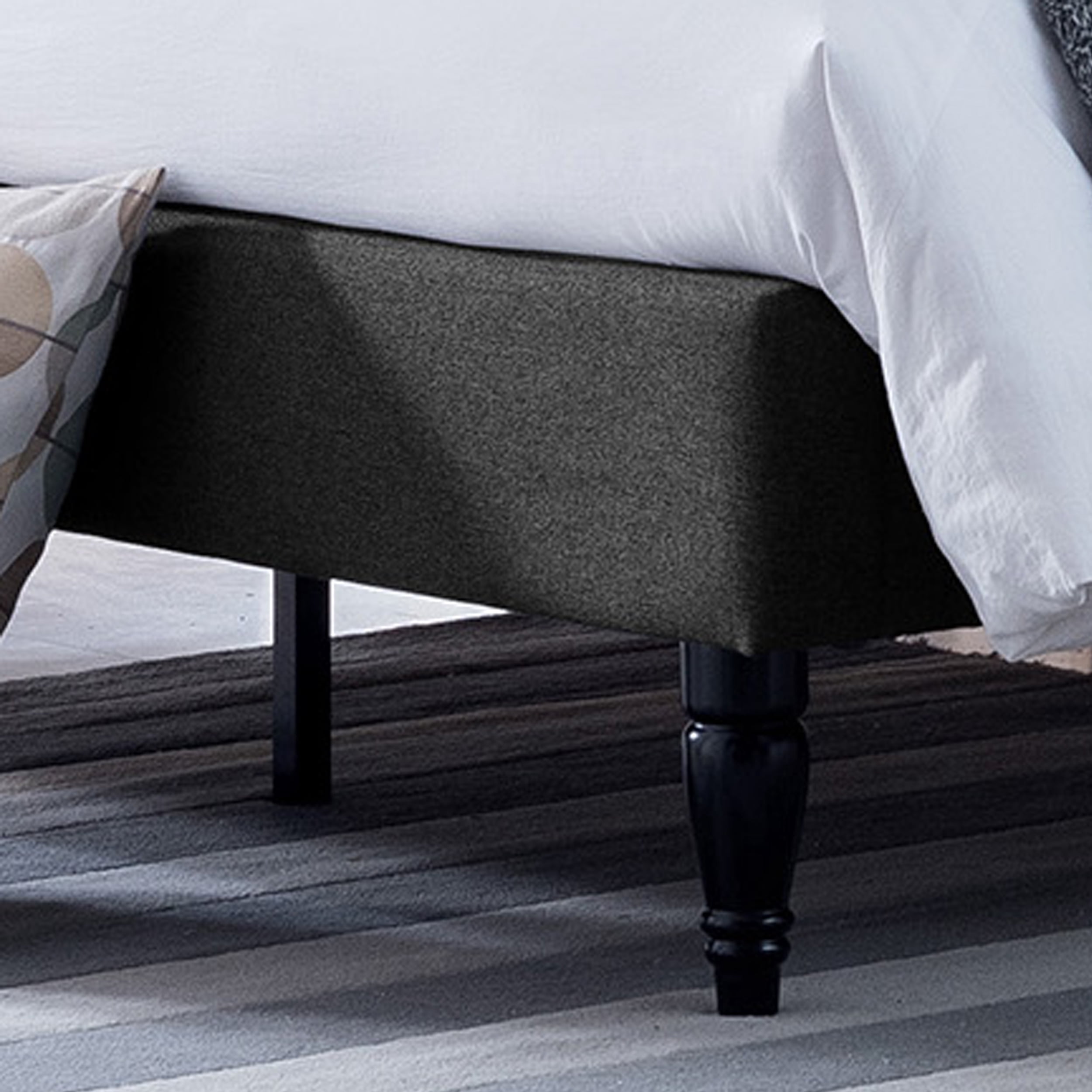 Noble House Rigley Contemporary Low Profile Fully Upholstered Fabric Platform Bed Frame, Queen, Charcoal Gray