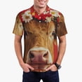 thumbnail image 1 of Fotbe White And Red Daisy Cow Camiseta Polo de Golf para Hombre con Estampado – Camisa Deportiva Transpirable con Cuello Abotonado-Small, 1 of 6