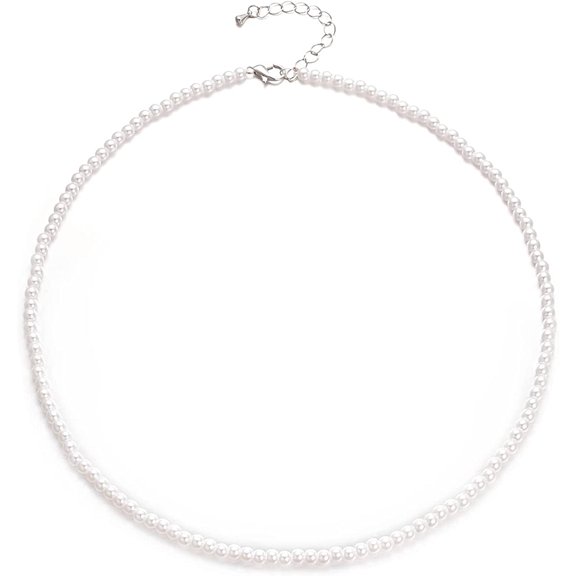 Yoursfs 10mm Fake Pearl Necklaces for Women Round White Small Pearl Choker Necklaces 20 inch Jewelry Gifts, 18” 2” Extender