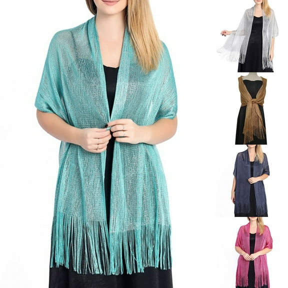 Walbest Elegant Bride Shawl Ultralight Solid Color Tassels Decor Evening Shawl for Women