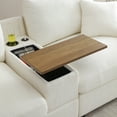 thumbnail image 4 of 120" Modular Sectional Sofa with Charging and Cup Holders, L-Shaped Cloud Couch with 360° Swivel Tray, Drop Down Table and Storage Ottoman, Beige, 4 of 9