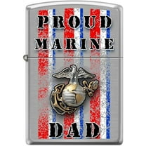 Zippo Lighter- Marine Corps USMC Proud Dad Brushed Chrome Lighter #Z5131