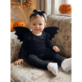 thumbnail image 3 of RUINIXCW Newborn Baby Girl Boy Halloween Bat Costume Infant Baby Girl Photoshoot Birthday Party Cosplay Outfit Romper and Dot Pants Headband Wing Set, 3 of 10