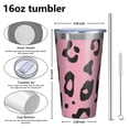 thumbnail image 4 of 16oz Tumblers Pink and Black Of Leopard Print Stainless Steel Vacuum Insulated Double Wall Travel Tumbler Cups Mug with Lid and Straw,Cleaning Brush for Coffee,Tea, 4 of 4
