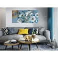 thumbnail image 2 of HFDF Teal Flowers Canvas Wall Art Magnolia White Floral Picture Gold Textured Grey Blue Patg Turquoise Artwork for Livg Room Bedroom Bathroom Home Office Wall Decor, Large 24x20inch Framed, 2 of 6