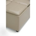thumbnail image 7 of Avalon 35 inch Wide Contemporary Square Coffee Table Storage Ottoman in Satin Cream Vegan Leather, 7 of 7