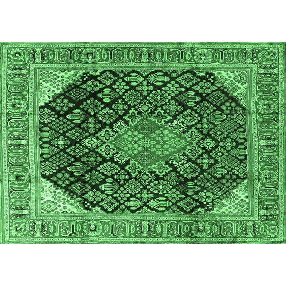 Ahgly Company Indoor Rectangle Medallion Emerald Green Traditional Area Rugs, 5' x 8'