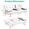 thumbnail image 5 of Aukfa Leather Futon Convertible Sofa Bed with 2 Cupholder&Pillow for Home Office Twin Size, Black, 5 of 9