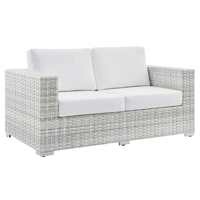 Modway Convene Outdoor Patio Furniture Loveseat, Light Gray