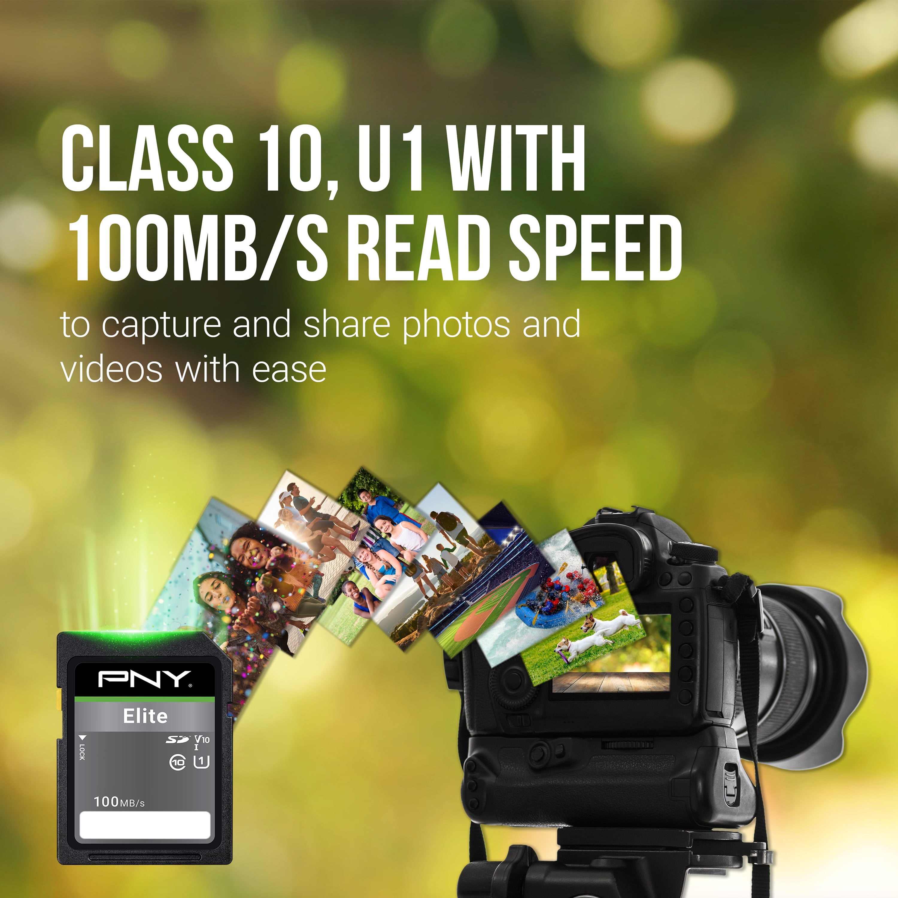 PNY 64GB Elite Class 10 U1 V10 SDHC Flash Memory Card 3-Pack