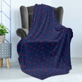 thumbnail image 4 of Dots Soft Flannel Fleece Throw Blanket, Polka Dots Star Background Retro Style Little Circles Illustration, Cozy Plush for Indoor and Outdoor Use, 60" x 80", Indigo Vermilion, by Ambesonne, 4 of 5