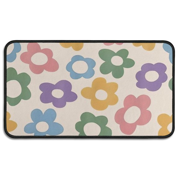 Colorful Daisy Flower Silhouette Pattern Door Rugs,Washable Non Slip Door Mats Indoor,Decorative Door Mats,Entry Mat Indoor for Entrance,Bedroom,Kitchen,Bathroom,30"x17"