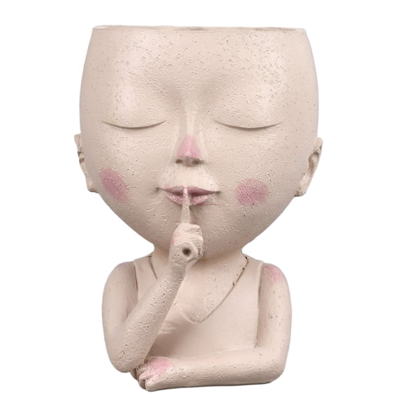 Uadme Fille Tête Planteur Pot, Jolie Résine Succulente Jardinière avec Trou De Drainage Fermé Les Yeux Grande Ouverture pour Intérieur Extérieur Plantes Handcrafte Café Après-midi Thé Décor