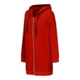thumbnail image 5 of Wangmeiwg Women's Sweatshirts Women's Long Hooded Jacket Winter Warm Zip Up Coat Casual Street Outerwear For Fall And Cold Weather Red L, 5 of 6
