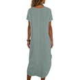thumbnail image 5 of YTCAMLO A Line Sundresses for Women Casual Short Sleeve Long Dress Baggy Sleeveless Maxi Dress with Pockets Flowy Travel Vacation Clothes, Gray S, 5 of 7