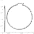thumbnail image 3 of 14k White Gold 2x50mm Satin Diamond-cut Round Tube Hoop Earrings TC203, 3 of 3