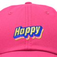 thumbnail image 2 of DALIX Colorful Happy Hat Mens Womens Embroidered Baseball Cap in Hot Pink, 2 of 6