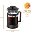 thumbnail image 3 of Bazzeff Prensa Francesa de Vidrio de 750 ml para Preparar Café o Té. Cafetera Francesa Lefzo. (2 Tazas) Bazzeff Prensa Francesa, 3 of 7
