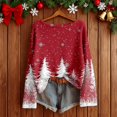 thumbnail image 3 of Telankuip Christmas Sweaters for Women Boat Neck Imitation Ribbing Knit Sweater Pullovers 2025 Trendy Long Sleeve Drop Shoulder Xmas Tree Printed Holiday Tops Red M, 3 of 3