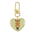 thumbnail image 1 of Brown Strong Horse Animal Gold Heart Keychain Metal Keyring Holder, 1 of 3