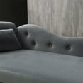 thumbnail image 3 of 60" Velvet Multifunctional Storage Chaise Lounge, Long Lounger with Buttons Tufted Nailhead Trimmed, Upholstered Lounge Chair Indoor with Solid Wood Legs and 1 Pillow, Sleeper Sofa, Grey, 3 of 6