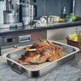 thumbnail image 5 of Bandeja para asar Bandeja para asar de acero inoxidable Bandeja para asar pavo con parrilla Parrilla rectangular adecuada para pavo, pollo asado, 5 of 5