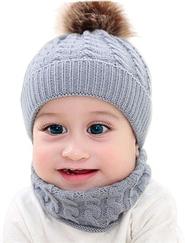 Baby Kids Girls Boys Toddler Warm Winter Crochet Knit Hat Beanie Cap Scarf Set 