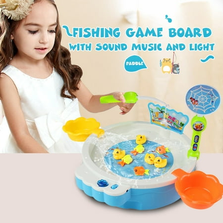 Play Games For Girls Fishing Game Board Pool Play Set with Light Music Fish Rods Electric Learning Educational Toys for Boys Girls Toddlers Kids ()