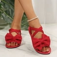 thumbnail image 5 of Viluyesy Women's Flat Sandals, Open Toe New Style Bowknot Elastic Ankle Strap Summer Casual Beach Vacation Shoes Red, 5 of 7