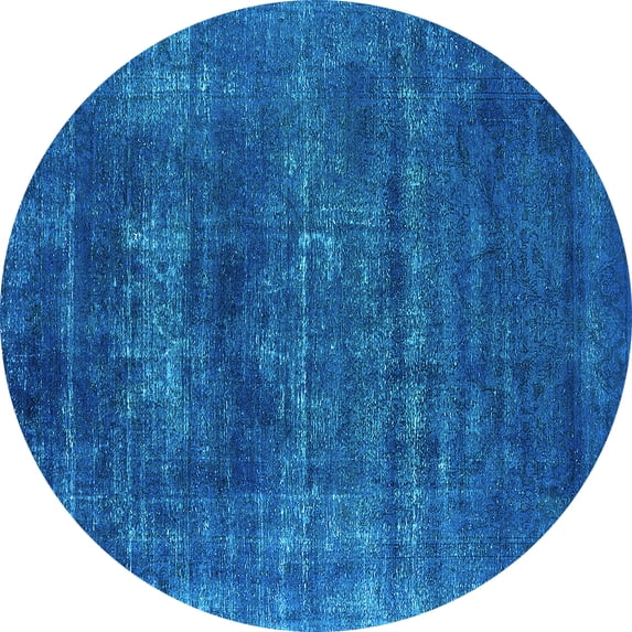 Ahgly Company Indoor Round Oriental Light Blue Industrial Area Rugs, 4' Round