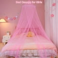 thumbnail image 2 of CAILDANL Bed Canopy for Girls Room Bed Canopy Curtains with Led Lights Mosquito Net DIY Princess Room Décor with Stars Butterflies for Kids Bedroom, Hot Pink, 2 of 6