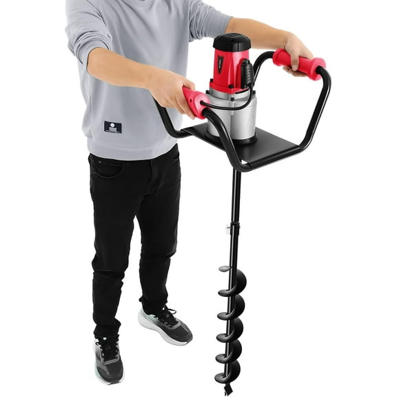 1500W Electric Post Hole Digger, Auger Post Hole Digger with 6''/4'' Drill and Extension Rod Corded Electric Earth Auger for Tree Shrub Planting (4'' Drill)