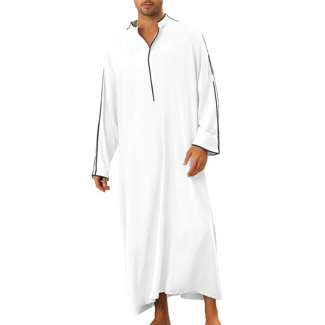 Robe Décontractée à Manches Longues avec Poche pour Hommes Robe Musulmane Chemises pour Hommes