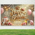 thumbnail image 4 of 5.9x3.6FT Elegant Pink Gold Happy Birthday Backdrop Crown Rose Pearl Birthday Background for Women Girls Pink Floral Golden Leaves Princess Birthday Party Decorations Banner Photo Booth Props, 4 of 6