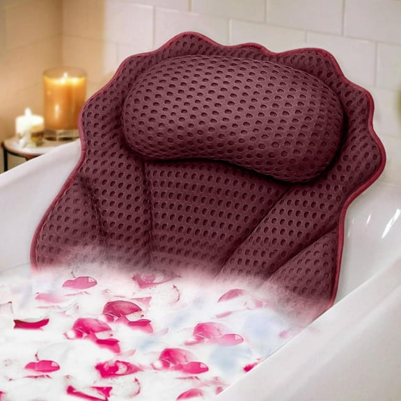Bath Pillow Ergonomic Luxury Bathtub Pillow with Head,Neck, Shoulder and Back Support, 4D Bath Pillows for tub with 6 Powerful Suction Cups, Fits All Bathtub
